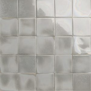 Iridescent warm grey glazed tiles
